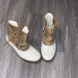Sperry Brown and White Ankle Boots